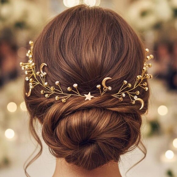 Accessories - Star Rhinestone Hair Vine Bridal Headband Crystal Moon Wedding Hair Accessory